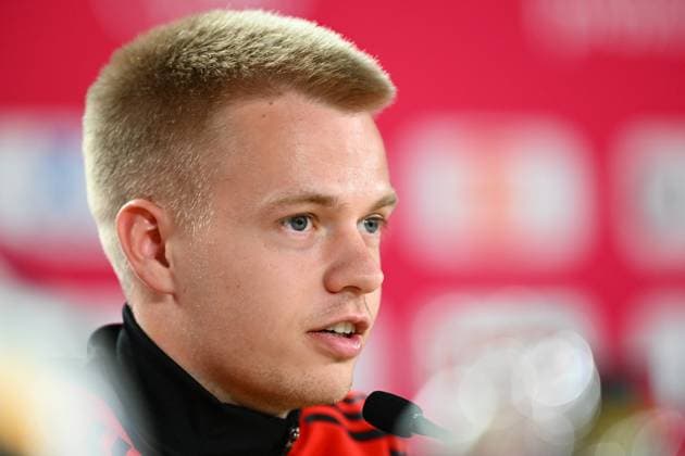 Belgium Media Activities - UEFA EURO, EM, Europameisterschaft,Fussball 2024 15 06 2024 FREIBERG AM NECKA, GERMANY - JUNE 15 : Vermeeren Arthur midfielder of Belgium talking to the press during a press conference, PK, Pressekonferenz of the Belgian Red Devils at the UEFA EURO 2024 European Football Championship tournament on June 15, 2024 in Freiberg am Necka, Germany, 15 06 2024 Freiberg am Necka Germany  Copyright: xVincentxKalutx