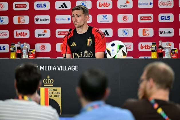 Belgium Media Activities - UEFA EURO, EM, Europameisterschaft,Fussball 2024 15 06 2024 FREIBERG AM NECKA, GERMANY - JUNE 15 : Castagne Timothy defender of Belgium talking to the press during a press conference, PK, Pressekonferenz of the Belgian Red Devils at the UEFA EURO 2024 European Football Championship tournament on June 15, 2024 in Freiberg am Necka, Germany, 15 06 2024 Freiberg am Necka Germany  Copyright: xPeterxDexVoechtx