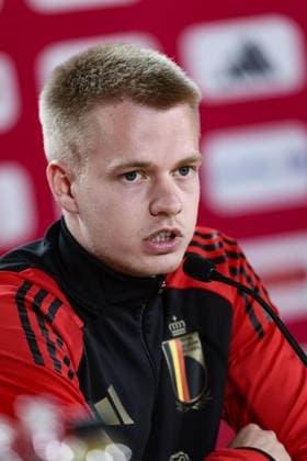 Belgium s Arthur Vermeeren pictured during a press conference, PK, Pressekonferenz of Belgian national soccer team Red Devils, Saturday 15 June 2024 at their base camp in Freiberg am Neckar, Germany, in preparation of the UEFA EURO, EM, Europameisterschaft,Fussball 2024 European Soccer Championships. The Red Devils play in Group E at the Euro 2024 European Championships in Germany. BRUNOxFAHY  x94598893x