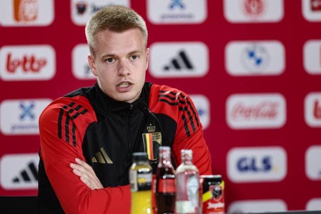 Belgium s Arthur Vermeeren pictured during a press conference, PK, Pressekonferenz of Belgian national soccer team Red Devils, Saturday 15 June 2024 at their base camp in Freiberg am Neckar, Germany, in preparation of the UEFA EURO, EM, Europameisterschaft,Fussball 2024 European Soccer Championships. The Red Devils play in Group E at the Euro 2024 European Championships in Germany. BRUNOxFAHY  x94598931x