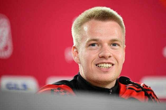 Belgium Media Activities - UEFA EURO, EM, Europameisterschaft,Fussball 2024 15 06 2024 FREIBERG AM NECKA, GERMANY - JUNE 15 : Vermeeren Arthur midfielder of Belgium talking to the press during a press conference, PK, Pressekonferenz of the Belgian Red Devils at the UEFA EURO 2024 European Football Championship tournament on June 15, 2024 in Freiberg am Necka, Germany, 15 06 2024 Freiberg am Necka Germany  Copyright: xPeterxDexVoechtx