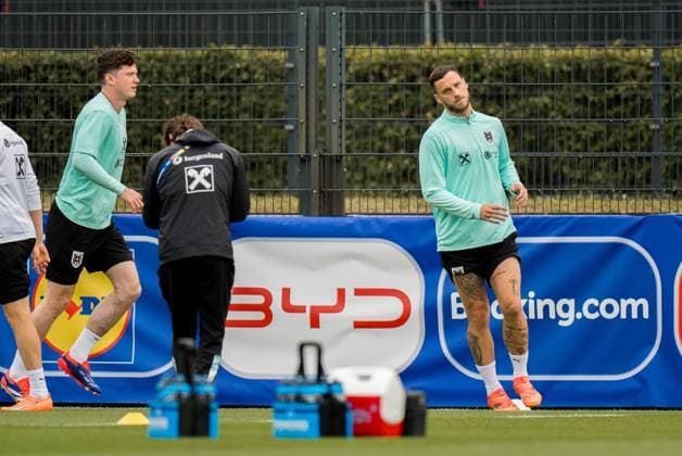 SOCCER - UEFA EURO, EM, Europameisterschaft,Fussball 2024 BERLIN,GERMANY,15.JUN.24 - SOCCER -UEFA EURO 2024, OEFB, Oesterreichischer Fussball-Bund, training. Image shows Michael Gregoritsch and Marko Arnautovic (AUT).  GEPAxpictures xJohannesxFriedl