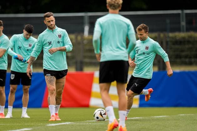 SOCCER - UEFA EURO, EM, Europameisterschaft,Fussball 2024 BERLIN,GERMANY,15.JUN.24 - SOCCER -UEFA EURO 2024, OEFB, Oesterreichischer Fussball-Bund, training. Image shows Marko Arnautovic and Matthias Seidl (AUT).  GEPAxpictures xJohannesxFriedl
