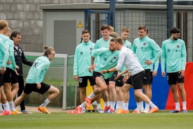SOCCER - UEFA EURO, EM, Europameisterschaft,Fussball 2024 BERLIN,GERMANY,15.JUN.24 - SOCCER -UEFA EURO 2024, OEFB, Oesterreichischer Fussball-Bund, training. Image shows the team of AUT.  GEPAxpictures xJohannesxFriedl