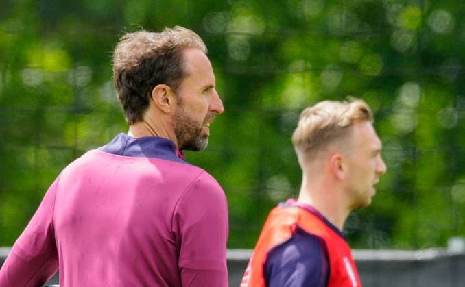 Gareth Southgate manager of England England Training Session and press conference, PK, Pressekonferenz UEFA European Championship, EM, Europameisterschaft 2024, Group C, Football, Spa & Golf Resort Weimarer Land, Blankenhain, Germany, 15 Jun 2024 EDITORIAL USE ONLY No use with unauthorised audio, video, data, fixture lists, club league logos or live services. Online in-match use limited to 120 images, no video emulation. No use in betting, games or single club league player publications.  Copyright: xDavexShopland Shutterstockx 14523791bg
