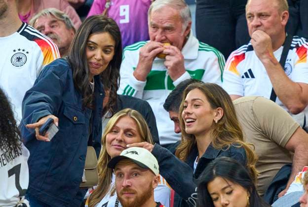 Sara Arfaoui (L) wife of Ilkay Gündogan, DFB 21, Sophia Weber (R), girlfriend of Kai Havertz, in the group stage match GERMANY - SCOTLAND 5-1 of the UEFA European Championships 2024 on Jun 14, 2024 in Munich, Germany.