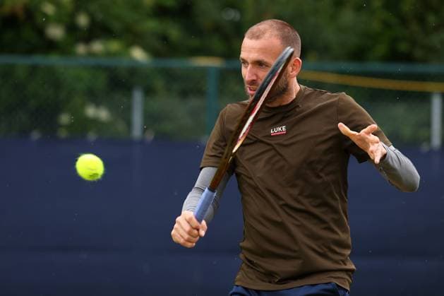 15th June 2024; Lexus Nottingham Tennis Centre, Nottingham, England; Rothesay Nottingham Open, Day 6; Daniel Evans during his practice session before his match with Charles Broom  ActionPlus12654633 ShaunxBrooks