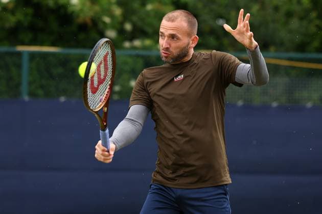 15th June 2024; Lexus Nottingham Tennis Centre, Nottingham, England; Rothesay Nottingham Open, Day 6; Daniel Evans during his practice session before his match with Charles Broom  ActionPlus12654634 ShaunxBrooks
