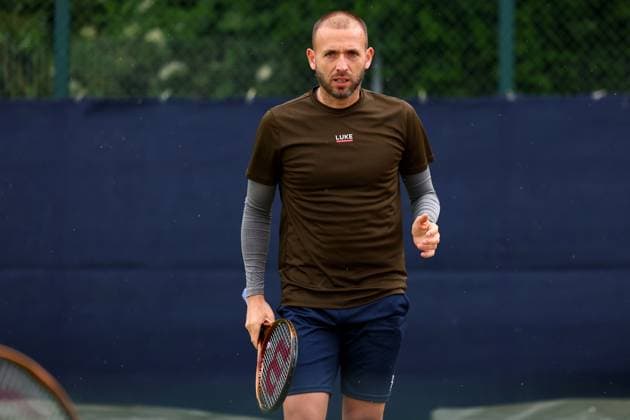 15th June 2024; Lexus Nottingham Tennis Centre, Nottingham, England; Rothesay Nottingham Open, Day 6; Daniel Evans during his practice session before his match with Charles Broom  ActionPlus12654636 ShaunxBrooks