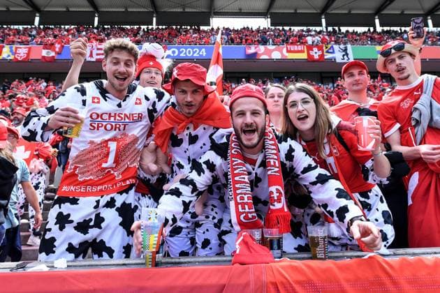 Soccer UEFA EURO 2024 Group Stage 1 Matchday Hungary Switzerland on 15 06 2024 at Köln Stadion in Cologne Switzerland Fans Spectators xRx