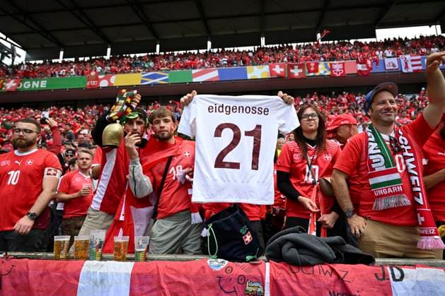 Fans Switzerland, Hungary vs. Switzerland, Football, UEFA Euro 2024, Group stage, Matchday 1, 15 06 2024 Cologne North Rhine-Westphalia Germany Copyright: xkolbert-press MarcxNiemeyerx