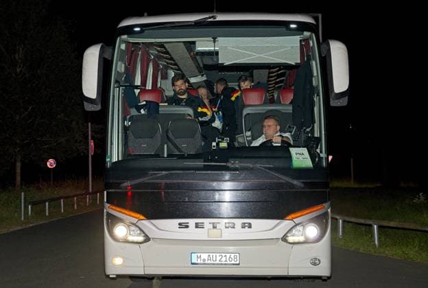 Return of the German national soccer team from Munich after the match against Scotland to the Homeground quarters on the adidas campus in Herzogenaurach on 15 06 2024 The team buses arrive at 2 39 Return of the German national soccer team to Herzo