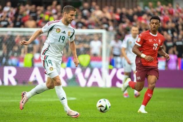 COLOGNE, GERMANY JUNE 15 Barnabas Varga of Hungary L in action during the UEFA EURO 2024 group stage match between Hungary and Switzerland at Cologne Stadium on June 15, 2024 in Cologne, Germany Cologne Cologne Stadium North Rhine Westphalia Germany Copyright: xJustPictures.ch ManuelxWinterbergerx jp-en-EuSpIm-MWI_7646