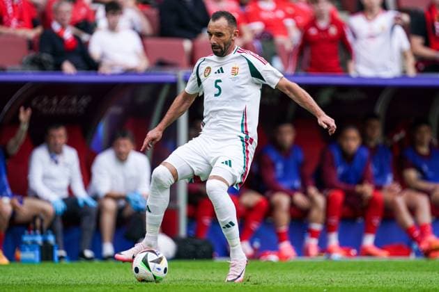 2024-06-15 Hungary v Switzerland - Group A - UEFA EURO, EM, Europameisterschaft,Fussball 2024 COLOGNE, GERMANY - JUNE 15: Attila Fiola of Hungary dribbles during the Group A - UEFA EURO 2024 match between Hungary and Switzerland at Cologne Stadium on June 15, 2024 in Cologne, Germany. (Photo by Joris Verwijst BSR Agency) Cologne Germany Content not available for redistribution in The Netherlands directly or indirectly through any third parties. Copyright: xBSRxAgencyx