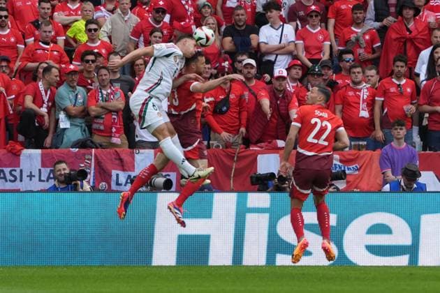 Header Willi Orban Hungary, Hungary, 06 Cologne 15 06 2024 Switzerland vs Hungary, EURO2024 M2, Group A, EM Arena Cologne