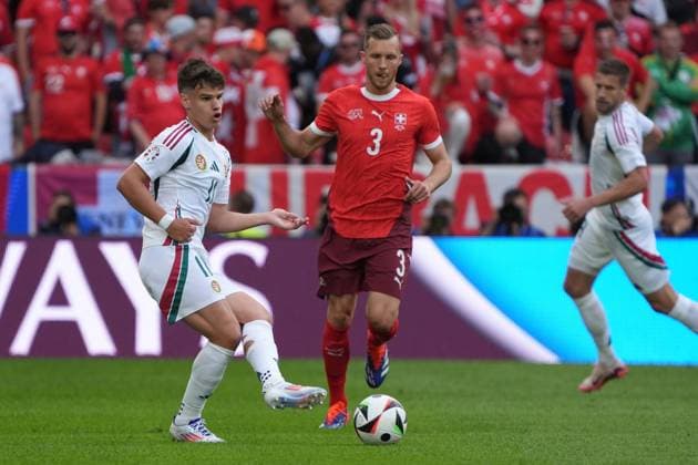 Silvan Widmer Switzerland, Switzerland, Suisse, 03 vs Milos Kerkez Hungary, Hungary, 11 Cologne 15 06 2024 Switzerland vs Hungary, EURO2024 M2, Group A, EM Arena Cologne