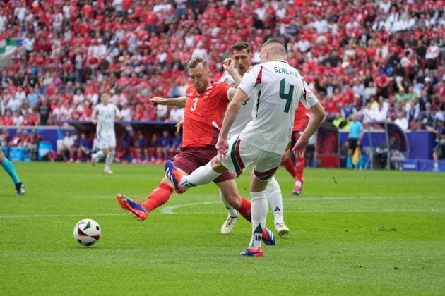 Silvan Widmer Switzerland, Switzerland, Suisse, 03 vs Attila Szalai Hungary, Hungary, 04 Cologne 15 06 2024 Switzerland vs Hungary, EURO2024 M2, Group A, EM Arena Cologne