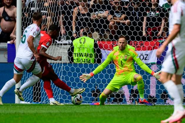 Goal for 0 1 by Kwadwo Duah 18 Switzerland , Hungary v Switzerland, Football, UEFA Euro 2024, Group stage, Matchday 1, 15 06 2024 Cologne North Rhine-Westphalia Germany Copyright: xkolbert-press MarcxNiemeyerx