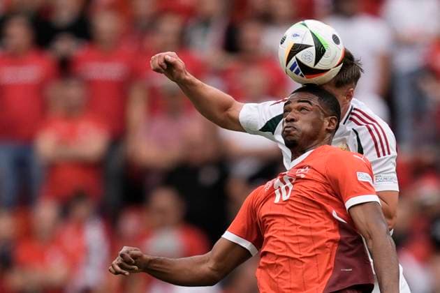 Switzerland s Kwadwo Duah during the Euro 2024 soccer match between Hungary and Swiss at the RheinEnergiestadion, Cologne, Germany - Friday 15 , June , 2024. - Soccer .  Copyright: xFabioxFerrari LaPressex