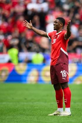 Hungary v Switzerland - UEFA EURO, EM, Europameisterschaft,Fussball 2024 Kwadwo Duah of Switzerland celebrates after scoring the opening goal during the UEFA EURO 2024 group stage football match between Hungary and Switzerland. Cologne Germany Copyright: xNicolòxCampox