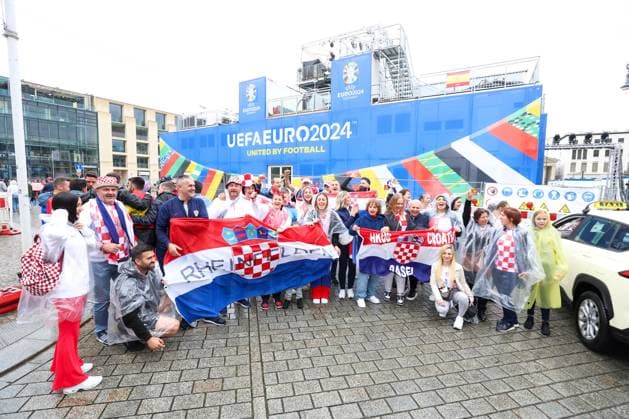Berlin: Fan frenzy has begun next to the Fan Zone near the Brandenburg Gate Ahead of the match between Croatia and Spain, a fan frenzy began near the Fan Zone near the Brandenburg Gate, in Berlin, Germany, on June 15, 2024. SanjinxStrukic PIXSELL