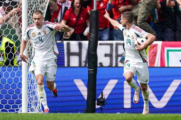 2024-06-15 Hungary v Switzerland - Group A - UEFA EURO, EM, Europameisterschaft,Fussball 2024 COLOGNE, GERMANY - JUNE 15: Barnabas Varga of Hungary celebrates the first goal during the Group A - UEFA EURO 2024 match between Hungary and Switzerland at Cologne Stadium on June 15, 2024 in Cologne, Germany. (Photo by Joris Verwijst BSR Agency) Cologne Germany Content not available for redistribution in The Netherlands directly or indirectly through any third parties. Copyright: xBSRxAgencyx