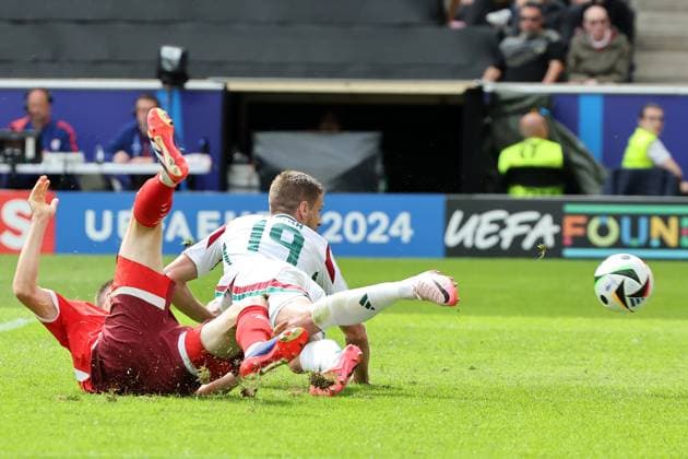 Barnabas Varga Hungary, No. 19 , goal , Preliminary round match M02, HUN SUI, , European Football Championship, Hungary vs Switzerland, European Football Championship, Hungary vs Swiss, Köln, Cologne, 15 06 2024,