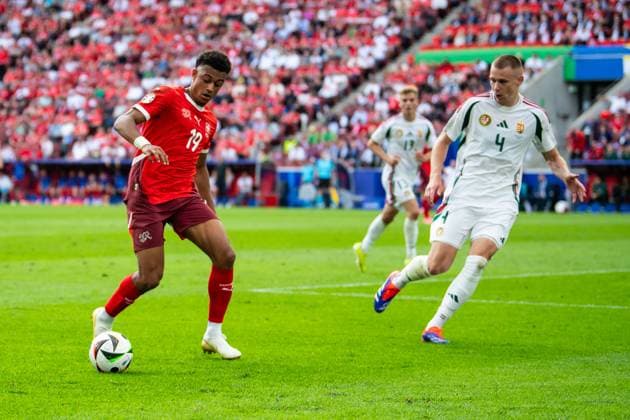 Hungary v Switzerland: Group A - UEFA EURO, EM, Europameisterschaft,Fussball 2024 Granit Xhaka is controlling the ball,during the UEFA Euro 2024 Group A football match between Hungary and Switzerland at the Cologne Stadium in Cologne on June 15, 2024. Cologne Germany  Copyright: xHeshamxElsherifx originalFilename:elsherif-notitle240615_npGO6.jpg