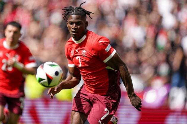 2024-06-15 Hungary v Switzerland - Group A - UEFA EURO, EM, Europameisterschaft,Fussball 2024 COLOGNE, GERMANY - JUNE 15: Breel Donald Embolo of Switzerland runs during the Group A - UEFA EURO 2024 match between Hungary and Switzerland at Cologne Stadium on June 15, 2024 in Cologne, Germany. (Photo by Joris Verwijst BSR Agency) Cologne Germany Content not available for redistribution in The Netherlands directly or indirectly through any third parties. Copyright: xBSRxAgencyx