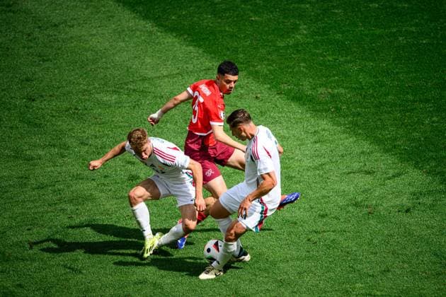 COLOGNE, GERMANY - 15 JUNE, 2024: The football match of EURO 2024 Hungary vs. Switzerland at Rhein Energie Stadion  Copyright: xVITALIIxKLIUIEVx