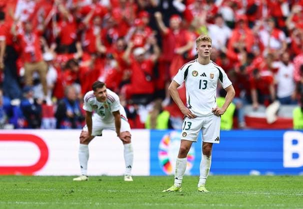 Andras Schäfer of Hungary reacts after Breel Embolo of Switzerland scores to make it 3-1 Hungary v Switzerland, UEFA European Championship, EM, Europameisterschaft 2024, Group A, Football, Cologne Stadium, Cologne, Germany, 15 Jun 2024 EDITORIAL USE ONLY No use with unauthorised audio, video, data, fixture lists, club league logos or live services. Online in-match use limited to 120 images, no video emulation. No use in betting, games or single club league player publications.  Copyright: xMichaelxZemanek Shutterstockx 14539265cd