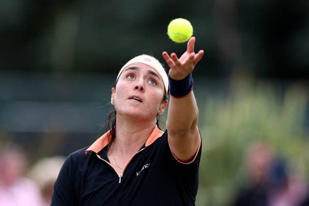 15th June 2024; Lexus Nottingham Tennis Centre, Nottingham, England; Rothesay Nottingham Open, Day 6; Ons Jabeur serves to Karolina Pilskova , ladies singles quarter-final match  ActionPlus12654869 ShaunxBrooks