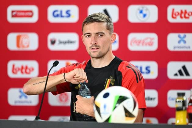 Belgium Media Activities - UEFA EURO, EM, Europameisterschaft,Fussball 2024 15 06 2024 FREIBERG AM NECKA, GERMANY - JUNE 15 : Castagne Timothy defender of Belgium talking to the press during a press conference, PK, Pressekonferenz of the Belgian Red Devils at the UEFA EURO 2024 European Football Championship tournament on June 15, 2024 in Freiberg am Necka, Germany, 15 06 2024 Freiberg am Necka Germany  Copyright: xVincentxKalutx