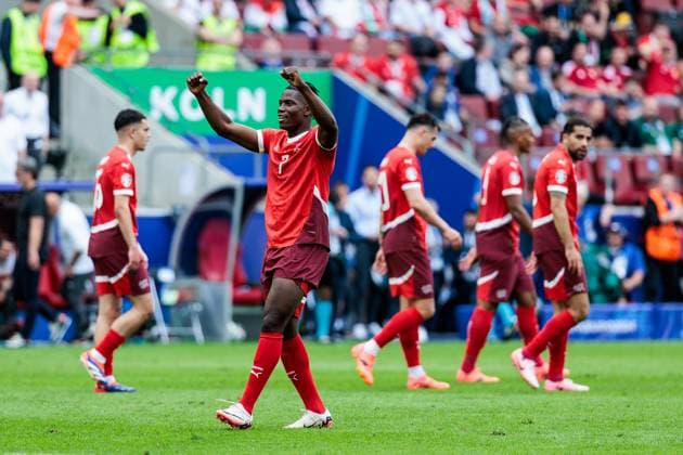 UEFA EURO 2024 Hungary Switzerland 14 06 2024 Cheers for 1 3 by Breel Donald Embolo Switzerland, 7 UEFA EURO 2024 Hungary Switzerland Cologne Stadium, Cologne on 15 06 2024 Copyright: xBEAUTIFULxSPORTS Wunderlx