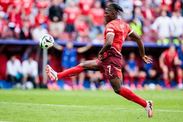 UEFA EURO 2024 Hungary Switzerland 14 06 2024 Breel Donald Embolo Switzerland, 7 shoots the 1 3 UEFA EURO 2024 Hungary Switzerland Cologne Stadium, Cologne on 15 06 2024 Copyright: xBEAUTIFULxSPORTS Wunderlx