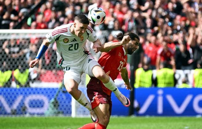 Football, European Championship, EURO 2024, Group A, Rhein Energie Stadium Cologne Hungary Switzerland 3 1 Roland Sallai HUN , Ricardo Rodriguez SUI Action