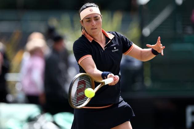 15th June 2024; Lexus Nottingham Tennis Centre, Nottingham, England; Rothesay Nottingham Open, Day 6; Ons Jabeur plays a forehand during her ladies singles quarter-final match against Karolina Pilskova  ActionPlus12654885 ShaunxBrooks