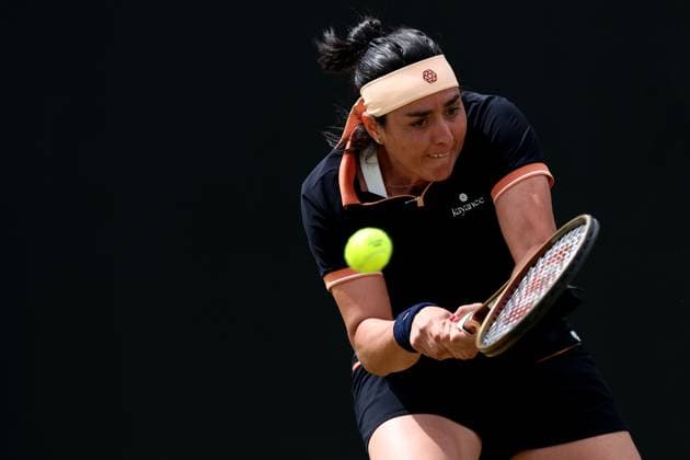 15th June 2024; Lexus Nottingham Tennis Centre, Nottingham, England; Rothesay Nottingham Open, Day 6; Ons Jabeur plays a backhand during her ladies singles quarter-final match against Karolina Pilskova  ActionPlus12654889 ShaunxBrooks