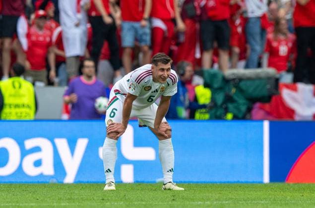 Football, Men, Season 2023 24, Euro 2024 Group A 1 Matchday in Cologne, Hungary Switzerland, Willi Orban Hungary , Disappointment after conceding 1 3, 15 06 2024, Copyright: xSebastianxRäppold MatthiasxKochx