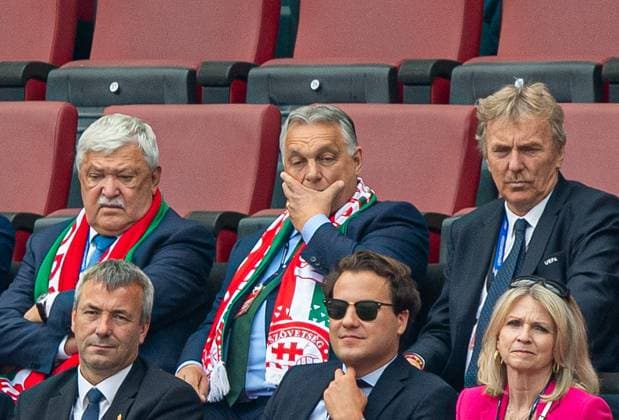 Soccer, Men, Season 2023 24, Euro 2024 Group A 1 Matchday in Cologne, Hungary Switzerland, Viktor Orban Prime Minister of Hungary in the stands, 15 06 2024, Copyright: xSebastianxRäppold MatthiasxKochx