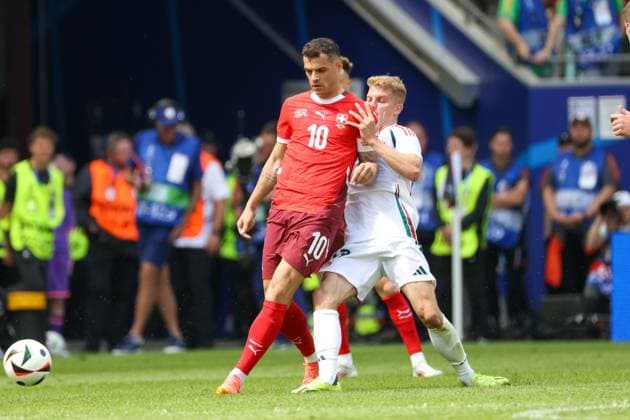 Granit Xhaka Switzerland, 10 , Football, UEFA , European Championship, Group A 2024, Hungary vs Switzerland Cologne Cologne Stadium Nordrhein Westfalen Germany Copyright: xGrantxHubbsx