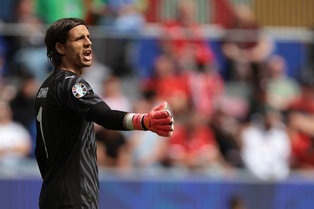 Cologne, Germany, 15th June 2024. Yann Sommer of Switzerland reacts during the UEFA European Championships match at Cologne Stadium, Cologne. Picture credit should read: Jonathan Moscrop Sportimage EDITORIAL USE ONLY. No use with unauthorised audio, video, data, fixture lists, club league logos or live services. Online in-match use limited to 120 images, no video emulation. No use in betting, games or single club league player publications. SPI-3181-0016