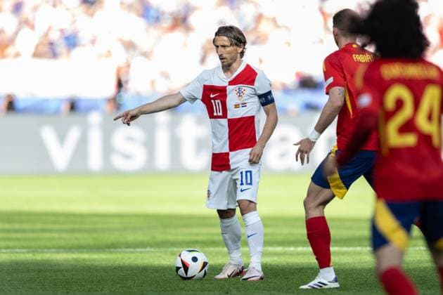 240615 Luka Modric of Croatia during the UEFA Euro 2024 Football Championship match between Spain and Croatia on June 15, 2024 in Berlin Photo Mathias Bergeld BILDBYRAN code MB MB0935 fotboll football soccer fotballs em europamästerskap em uefa euro uefa european football championship euro 2024 spanien spain kroatien croatia bbeng  Copyright: MATHIASxBERGELD BB240615MB041