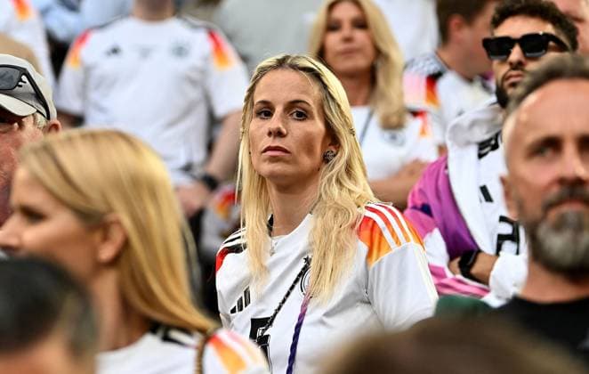 14.06.2024, xscotx, Fussball EM 2024, Deutschland - Schottland, emspor, v.l. Sina Groß (Ehefrau Frau Partnerin Freundin von Pascal Groß Gross (Deutsche Fussball Nationalmannschaft DFB)) München *** 14 06 2024, xscotx, European Football Championship 2024, Germany Scotland, emspor, v l Sina Groß wife wife partner girlfriend of Pascal Groß Gross German national football team DFB Munich