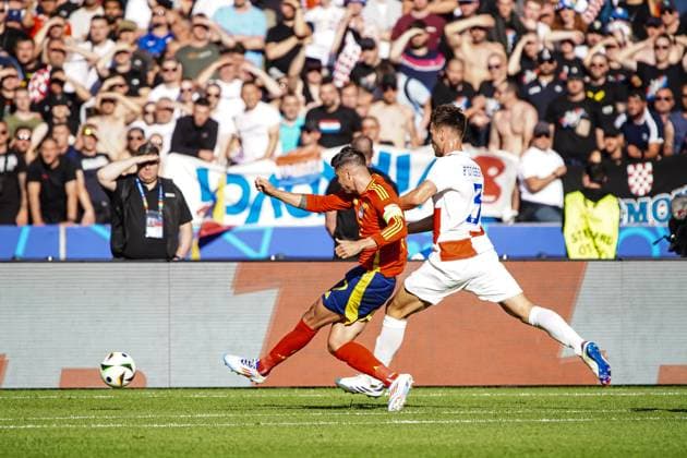 Goal for 1 0 Alvaro Morata Spain, 07 GER, Spain vs Croatia, European Football Championship, UEFA Euro 2024, Group B, Matchday 1, 15 06 2024 GER, Spain vs Croatia, European Football Championship, UEFA Euro 2024, Group B, Matchday 1, 15 06 2024 Berlin Copyright: xEibner-Pressefoto MarcelxvonxFehrnx EP_MFN