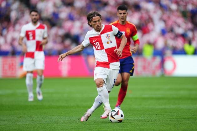 GER: Germany v Scotland. UEFA EURO, EM, Europameisterschaft,Fussball 2024 Luka Modric of CroatiaLuka Modric of Croatia and Alvaro Morata of Spain during the UEFA Euro 2024 match between Germany and Scotland, Group A, date 1, played at Allianz Arena Stadium on June 14, 2024 in Munich, Germany. kpng Copyright: xBaguxBlancox xPRESSINPHOTOx PS_240615_SPA_CRO_1002