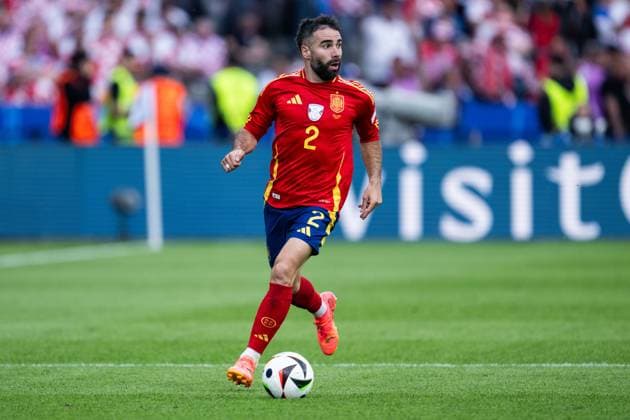 240615 Daniel Carvajal of Spain during the UEFA Euro 2024 Football Championship match between Spain and Croatia on June 15, 2024 in Berlin Photo Mathias Bergeld BILDBYRAN code MB MB0935 fotboll football soccer fotballs em europamästerskap em uefa euro uefa european football championship euro 2024 spanien spain kroatien croatia bbeng  Copyright: MATHIASxBERGELD BB240615MB093