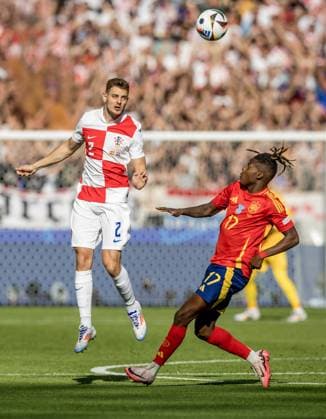 Spain v Croatia: Group B - UEFA EURO, EM, Europameisterschaft,Fussball 2024 Josip Stanisic and Nico Williams are playing during the Spain vs. Croatia match in Berlin, Germany, on June 15, 2024. Berlin Germany  Copyright: xFotoxOlimpikx originalFilename:jastrzebowski-spainvsc240615_npXDM.jpg
