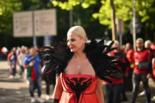 Fußball EURO 2024 Italy - Albania 8708220 15.06.2024 An Albania s fan waits before the UEFA EURO, EM, Europameisterschaft,Fussball 2024 Group B soccer match between Italy and Albania outside the BVB Stadion Dortmund, in Dortmund, Germany. Alexey Filippov Sputnik Dortmund Germany  Copyright: xAlexeyxFilippovx