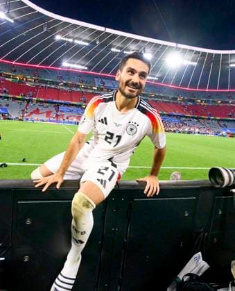 Ilkay Gündogan, DFB 21 with ankle injury goes to his wife Sara after the group stage match GERMANY - SCOTLAND 5-1 of the UEFA European Championships 2024 on Jun 14, 2024 in Munich, Germany.